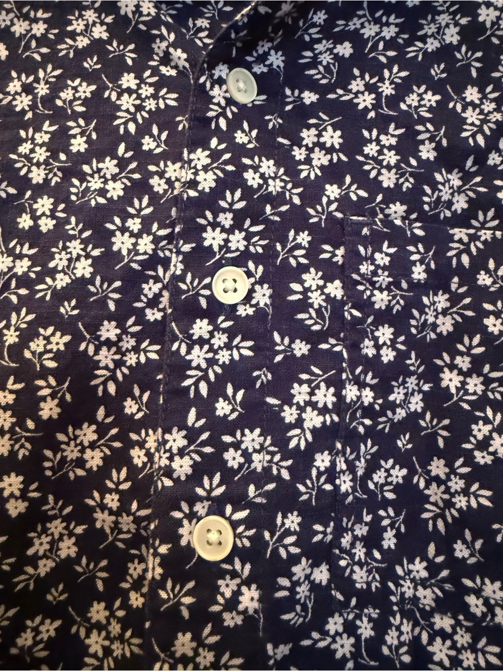 Boys Short-Sleeve Navy Floral Button-Down Shirt - Picture 3 of 5